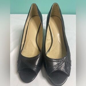 Naturalizer Black Peep-Toe Heels